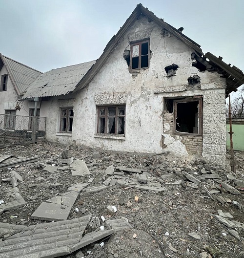 Destroyed house in Zaporizhzhia