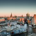 Elbphilharmonie Und Hafencity Bei Sonnenuntergang