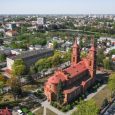 Aerial view of Panevezys and it's cathedral