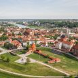 Aerial view of Kaunas downtown on a sunny day