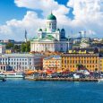 Scenic summer panorama of the Market Square (Kauppatori) at the Old Town pier in Helsinki, Finland