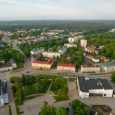 Aerial View Of Scenic Town Surrounded By Lush Greenery And Forest. City Valmiera, Latvia