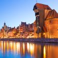 Old Town Of Gdansk With Ancient Crane At Night, Poland